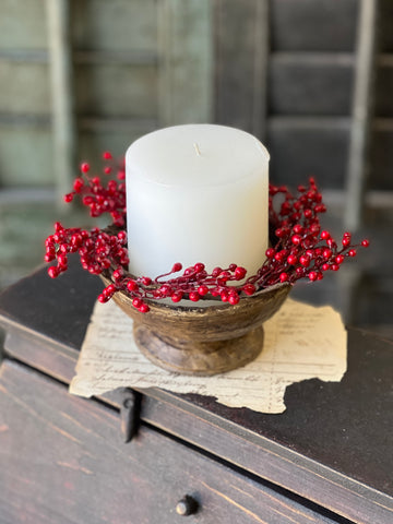 Red Berry Candle Ring | 8"