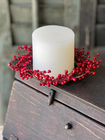 Red Berry Candle Ring | 8" | Limited Stock - Last 48pcs!