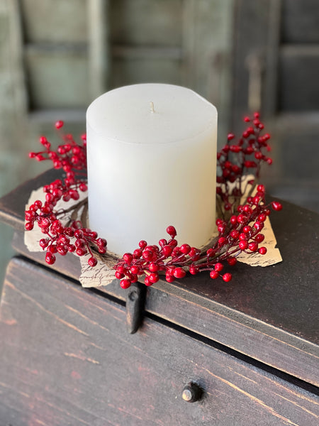 Red Berry Candle Ring | 8"