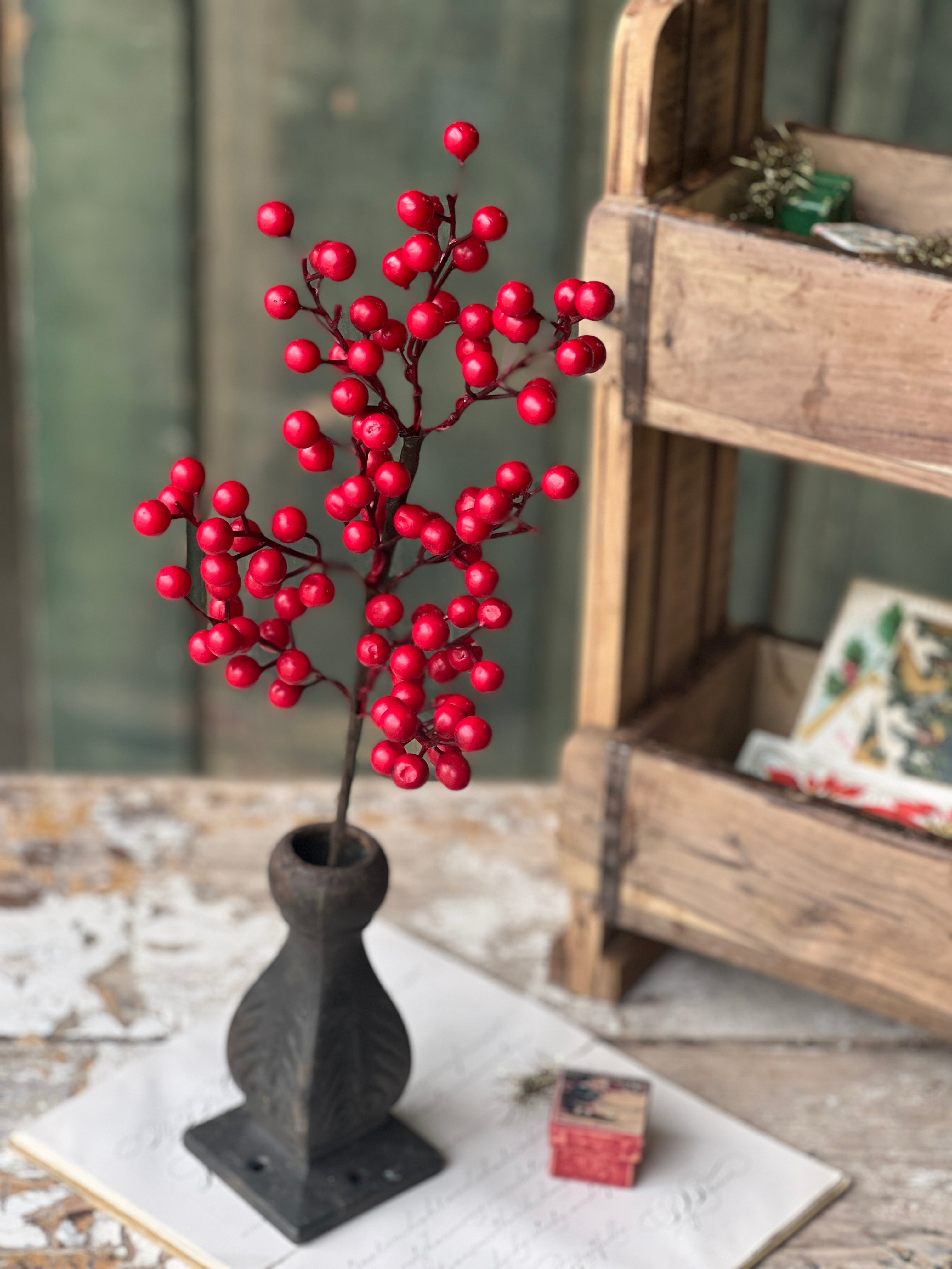 18” Red Snow Berry Pick Christmas Sprays
