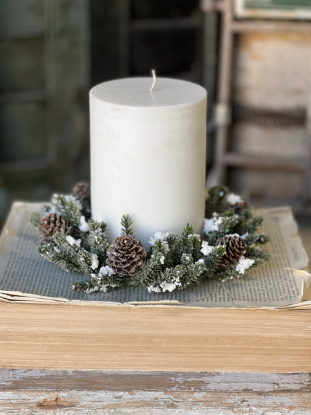 Snowy Mini Cone Candle Ring | 4" (inner)