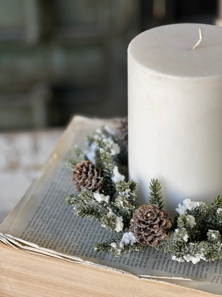 Snowy Mini Cone Candle Ring | 4" (inner)