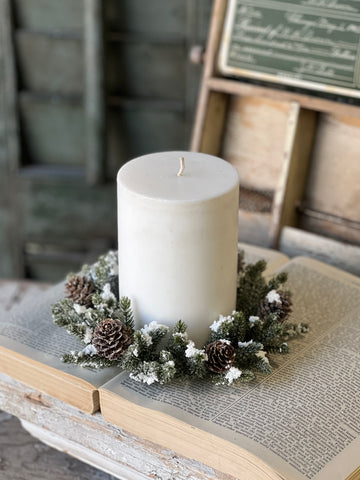 Snowy Mini Cone Candle Ring | 4" (inner)