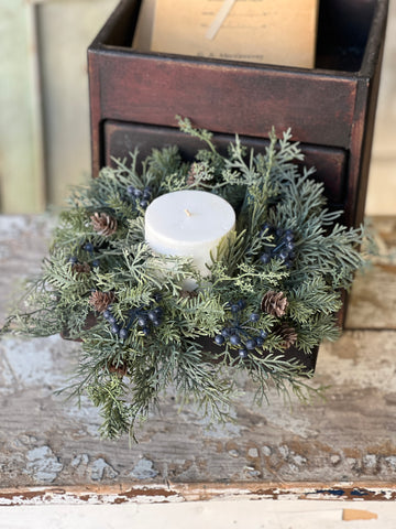 Siberian Cypress Candle Ring | 11" | Blue