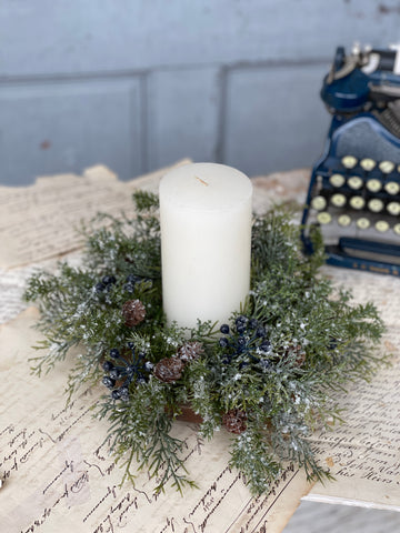 Wintry Mix Candle Ring | 11" | Blue | NEW CLOSEOUT!  From $2.95