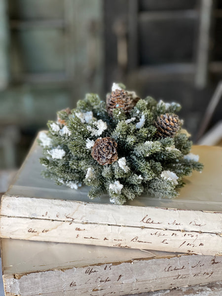 Snowy Mini Pine Half Sphere | 7"