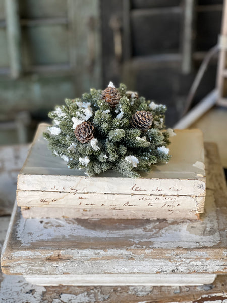 Snowy Mini Pine Half Sphere | 7"