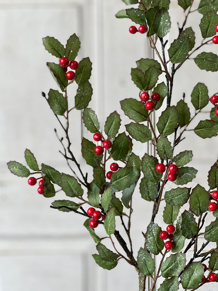 48-Pack Silver Holly Berry Stems with 35 Lifelike Berries