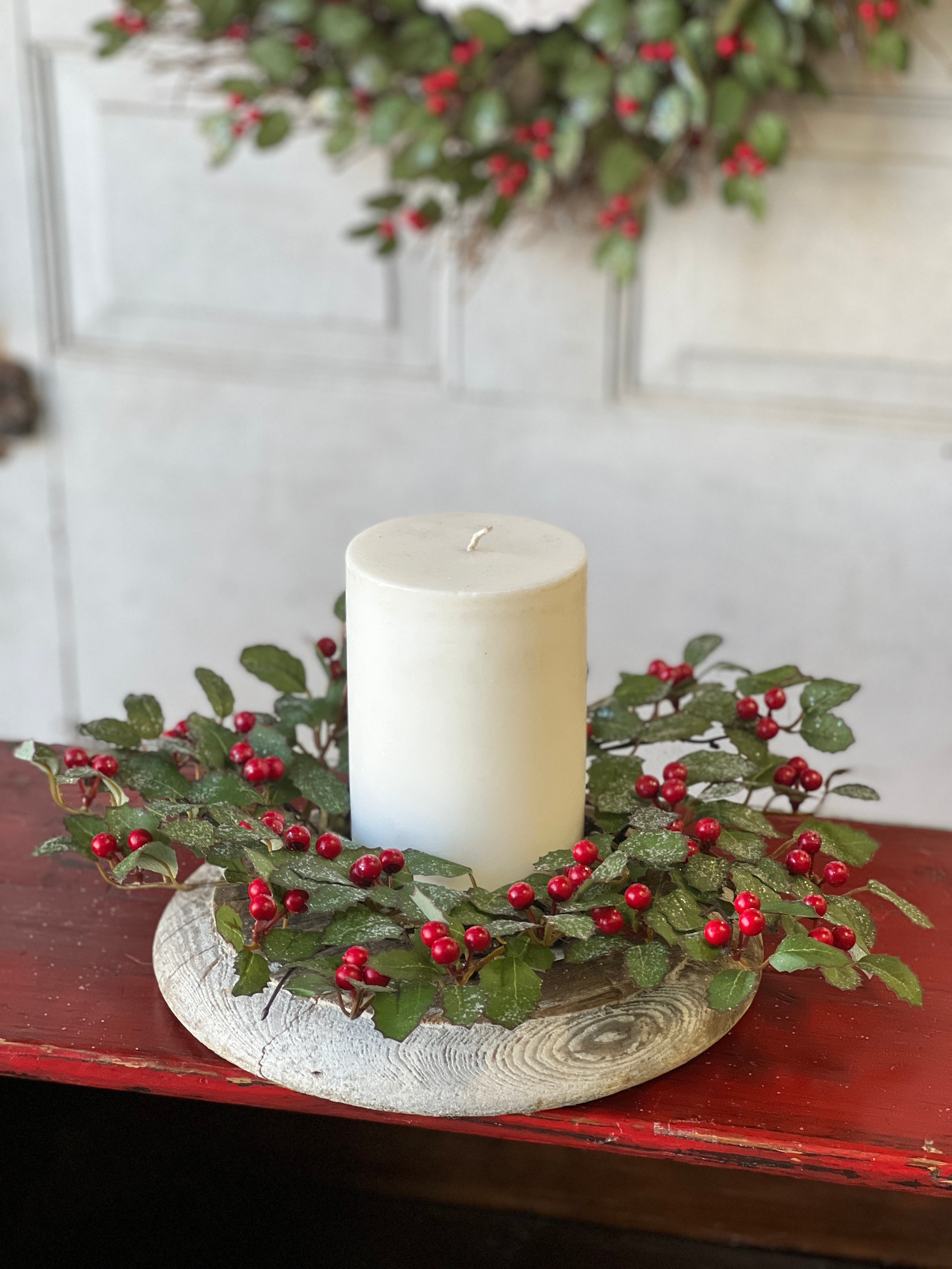 Holly Candle Ring with Berries  14 - Lancaster Home & Holiday