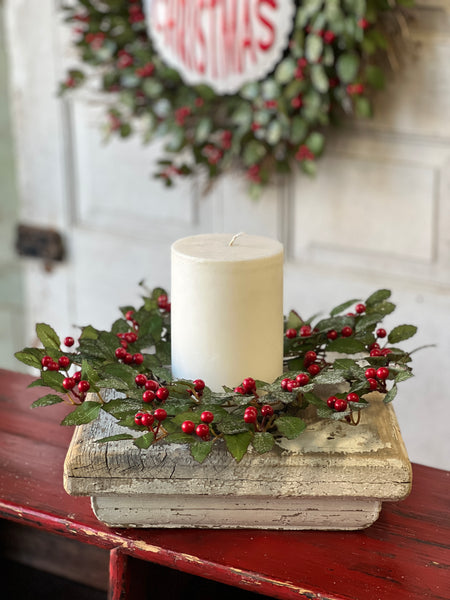 Holly Candle Ring with Berries | 14" | SOLD OUT