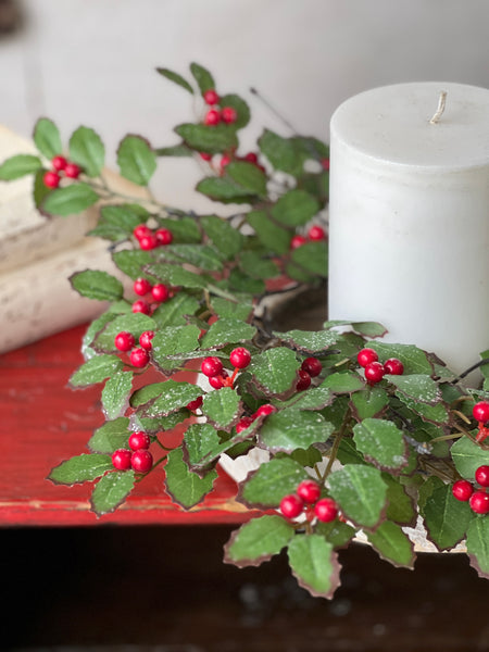 Holly Candle Ring with Berries | 16" | SOLD OUT