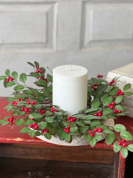 Holly Candle Ring with Berries | 16" | SOLD OUT