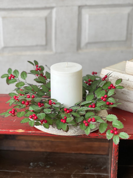 Holly Candle Ring with Berries | 16" | SOLD OUT