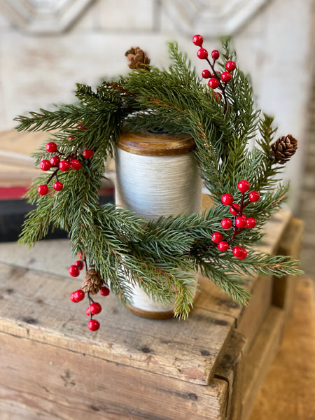 White Spruce with Berries Candle Ring | 9" | SOLD OUT