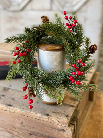 White Spruce with Berries Candle Ring | 9" | SOLD OUT