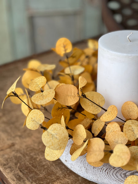 Penny Leaf Candle Ring | 16" | Mustard