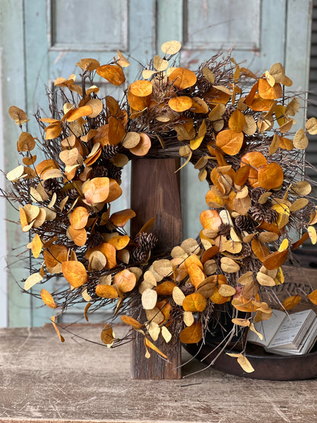 Penny Leaf Wreath | 26" | Mustard | SOLD OUT
